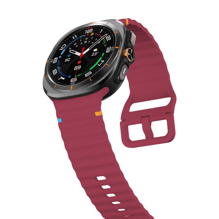 For Samsung Galaxy Watch8 Classic 46mm / Watch8 44mm / 40mm xDfind Wavy Grain Stitched Silicone Watch Band, Size:L