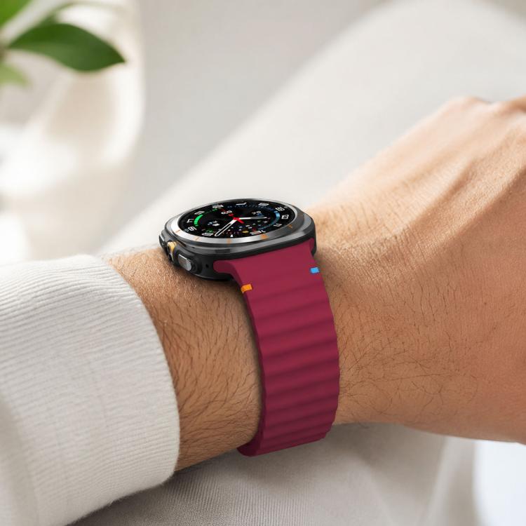 For Samsung Galaxy Watch8 Classic 46mm / Watch8 44mm / 40mm xDfind Wavy Grain Stitched Silicone Watch Band, Size:L