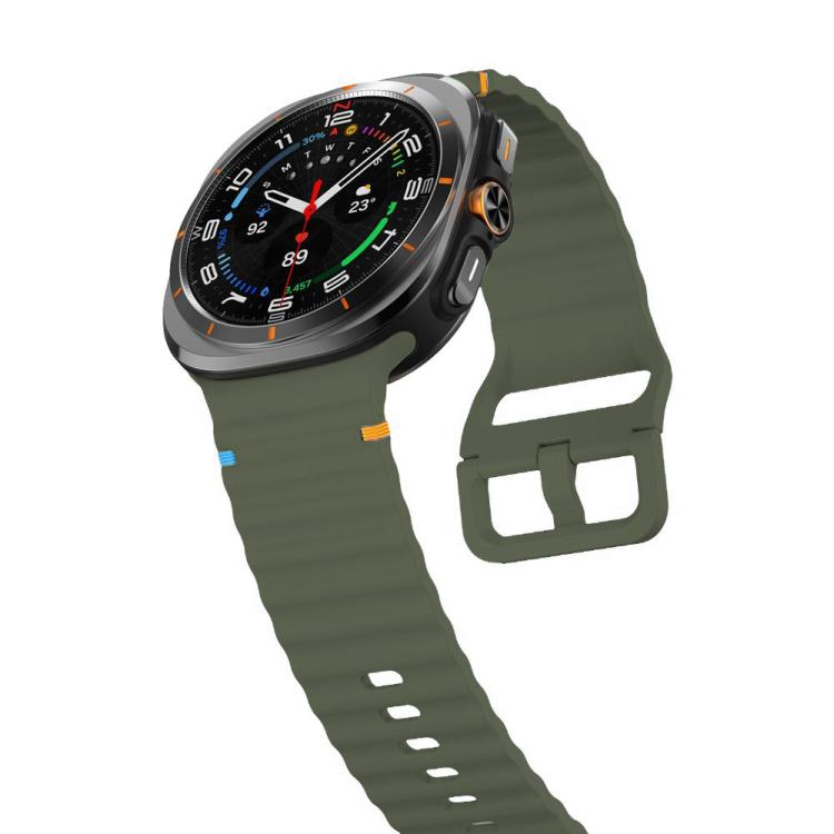 For Samsung Galaxy Watch8 Classic 46mm / Watch8 44mm / 40mm xDfind Wavy Grain Stitched Silicone Watch Band, Size:L