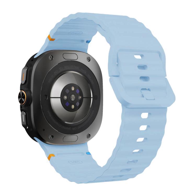 For Samsung Galaxy Watch8 Classic 46mm / Watch8 44mm / 40mm xDfind Wavy Grain Stitched Silicone Watch Band, Size:L