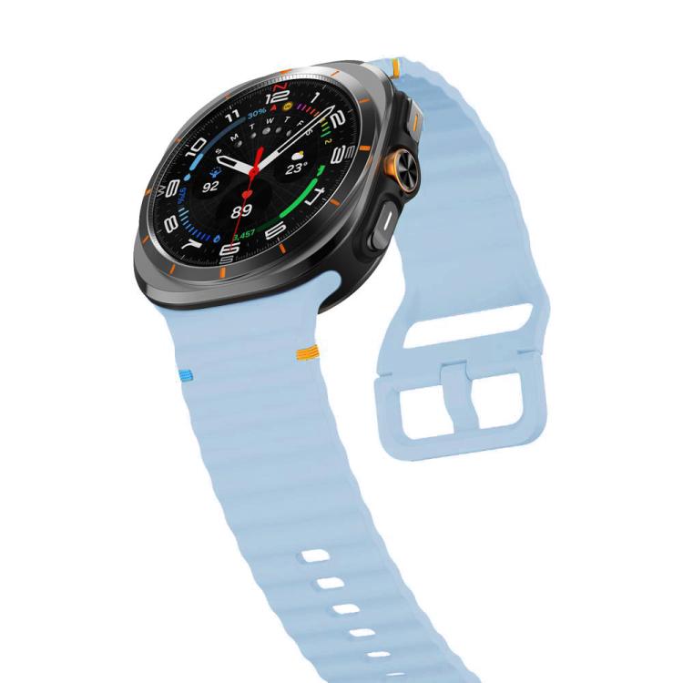 For Samsung Galaxy Watch8 Classic 46mm / Watch8 44mm / 40mm xDfind Wavy Grain Stitched Silicone Watch Band, Size:L