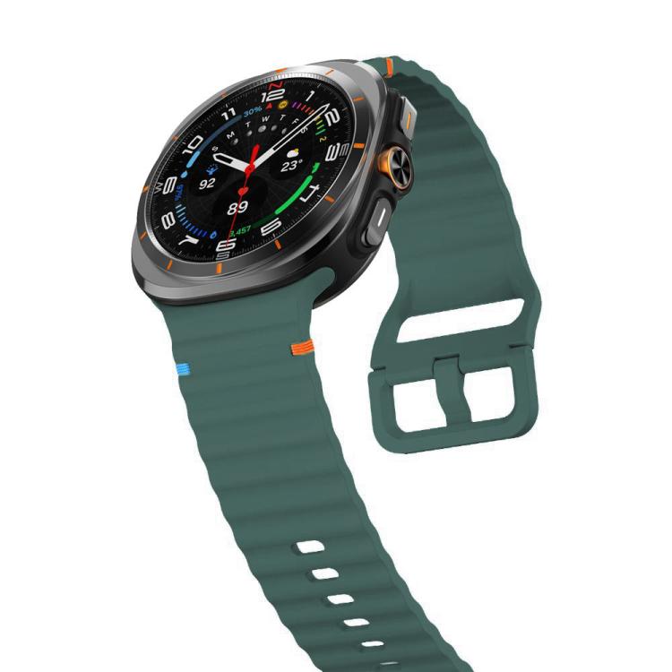 For Samsung Galaxy Watch8 Classic 46mm / Watch8 44mm / 40mm xDfind Wavy Grain Stitched Silicone Watch Band, Size:L