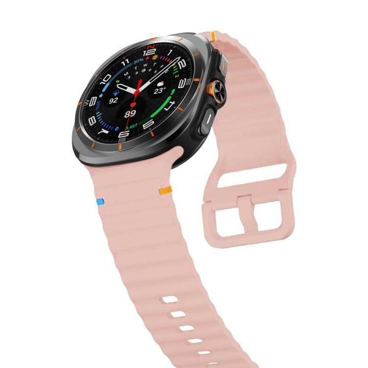 For Samsung Galaxy Watch8 Classic 46mm / Watch8 44mm / 40mm xDfind Wavy Grain Stitched Silicone Watch Band, Size:L