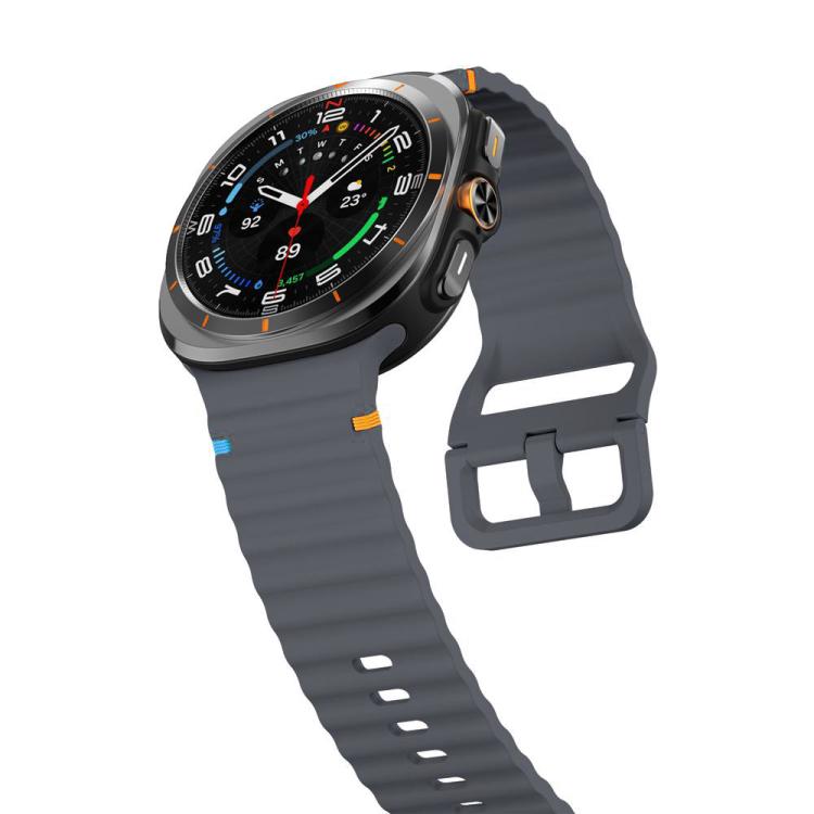 For Samsung Galaxy Watch8 Classic 46mm / Watch8 44mm / 40mm xDfind Wavy Grain Stitched Silicone Watch Band, Size:L