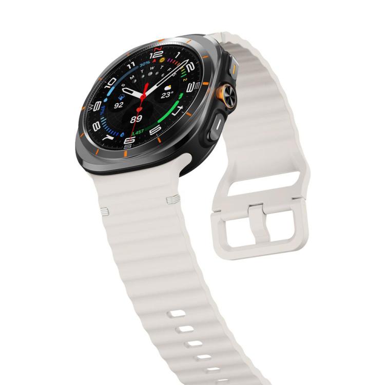 For Samsung Galaxy Watch8 Classic 46mm / Watch8 44mm / 40mm xDfind Wavy Grain Stitched Silicone Watch Band, Size:L