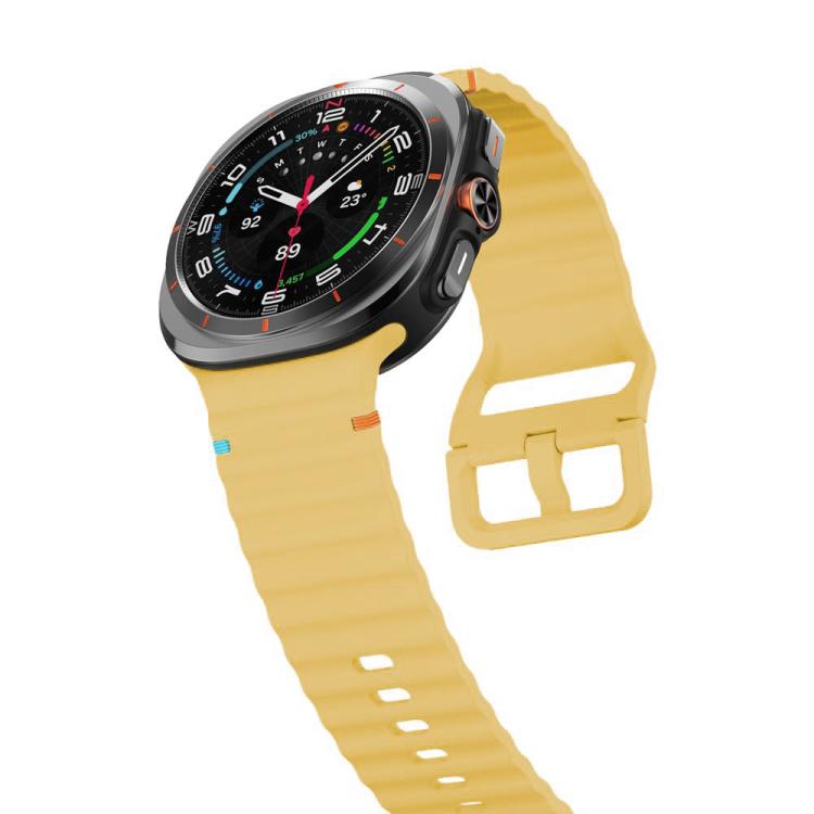 For Samsung Galaxy Watch8 Classic 46mm / Watch8 44mm / 40mm xDfind Wavy Grain Stitched Silicone Watch Band, Size:L