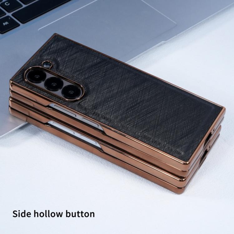 For Samsung Galaxy Z Fold3 5G Bamboo Fiber Texture + Flannel Phone Case with Tempered Film