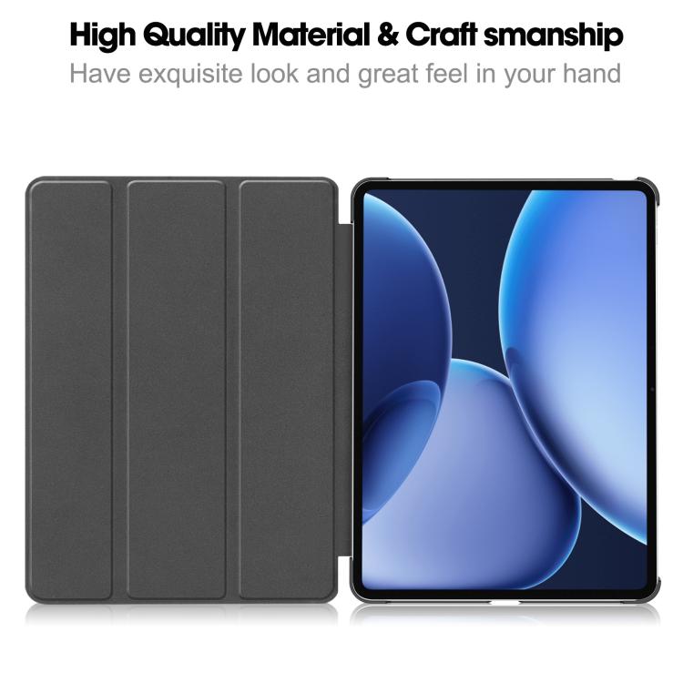 For OnePlus Pad 2 Pro / Pad 3 Global Custer Texture 3-Fold Holder Leather Smart Tablet Case