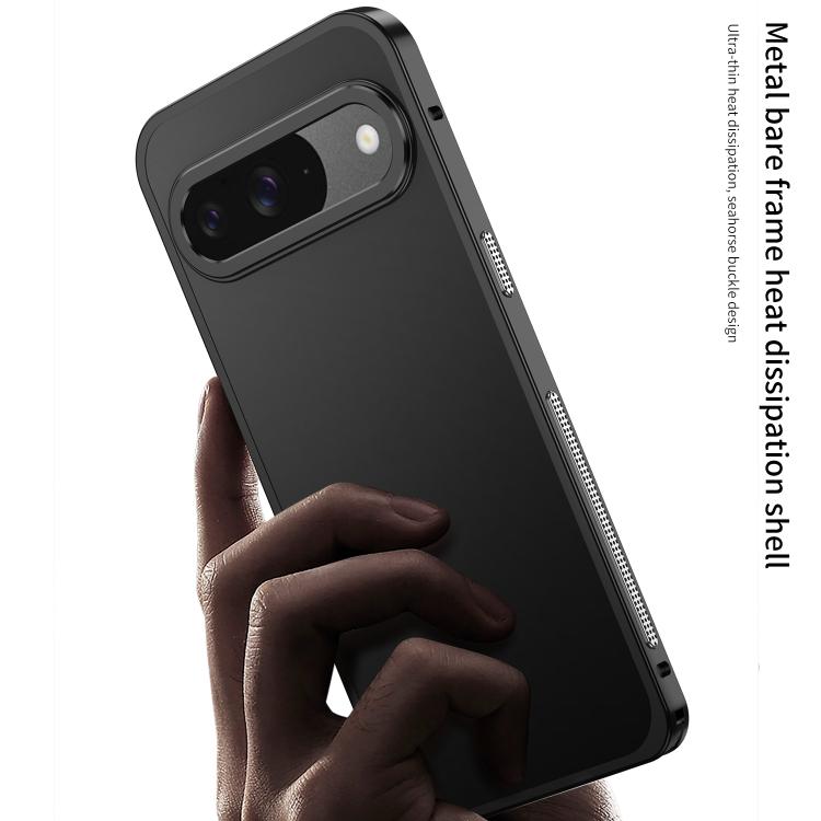 For Google Pixel 9 / 9 Pro Metal Frame Heat Dissipation Phone Case with Camera Guard Ring