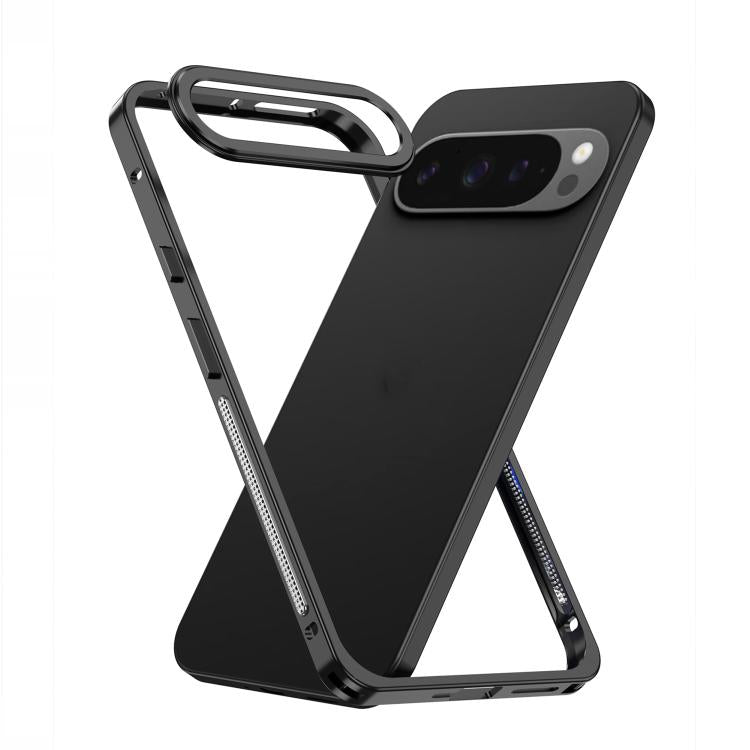 For Google Pixel 9 Pro XL Metal Frame Heat Dissipation Phone Case with Camera Guard Ring