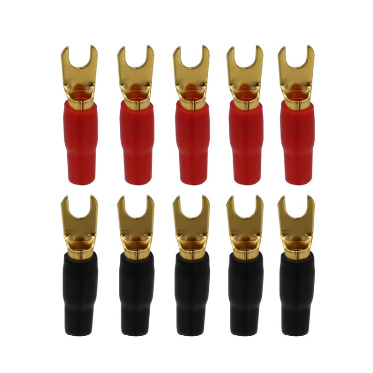 10 Pairs / Set 8GA Car Audio Modification Brass Terminal Crimp - Fork + Round