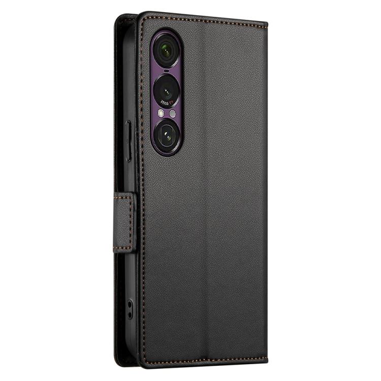 For Sony Xperia 1 VII Side Buckle Magnetic Frosted Leather Phone Case