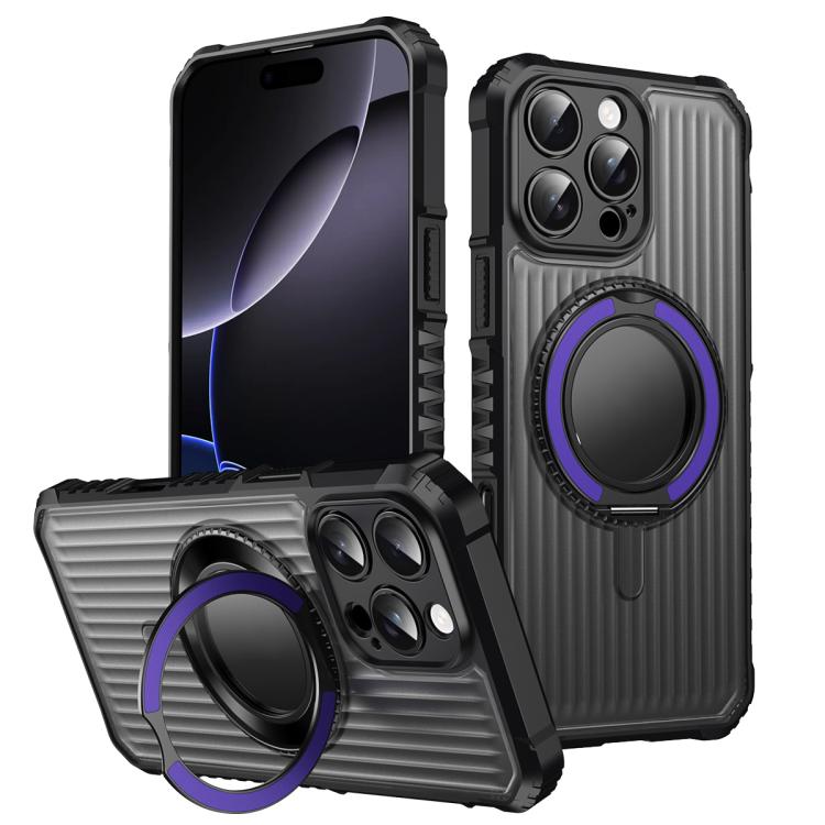 For iPhone 16 Pro Max Skin Sense Rotation Stand Semi-transparent Magsafe Phone Case