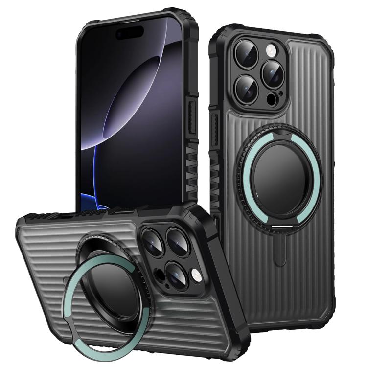 For iPhone 16 Pro Skin Sense Rotation Stand Semi-transparent Magsafe Phone Case