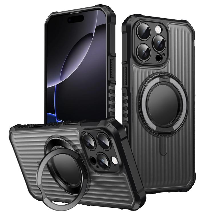 For iPhone 16 Pro Skin Sense Rotation Stand Semi-transparent Magsafe Phone Case
