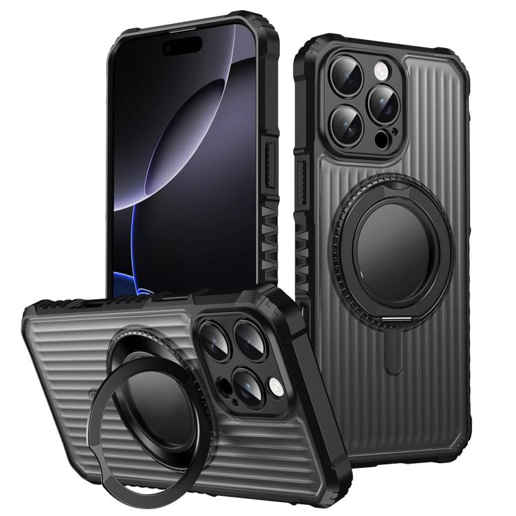 For iPhone 16 Pro Skin Sense Rotation Stand Semi-transparent Magsafe Phone Case