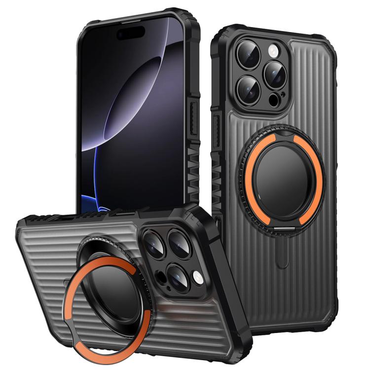 For iPhone 16 Pro Skin Sense Rotation Stand Semi-transparent Magsafe Phone Case