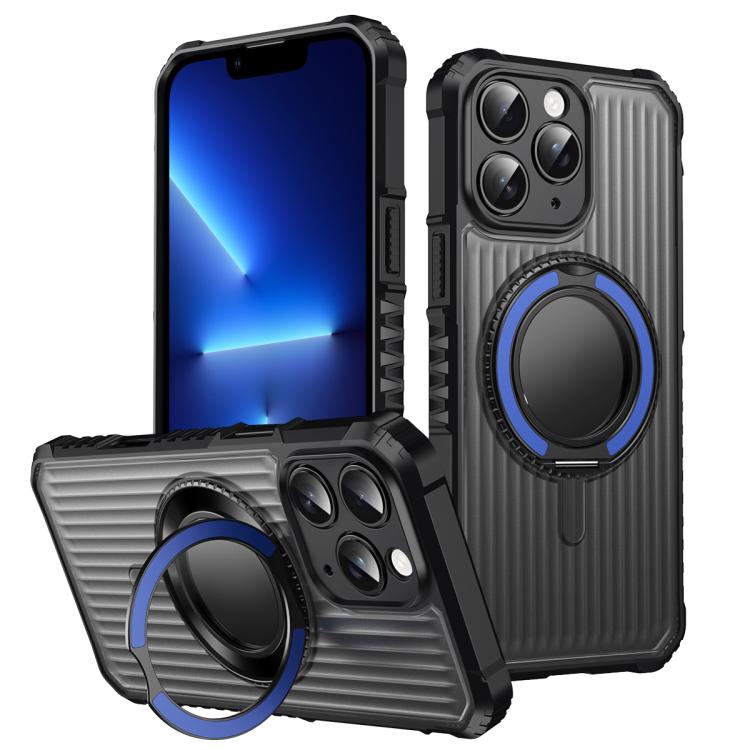 For iPhone 13 Pro Max Skin Sense Rotation Stand Semi-transparent Magsafe Phone Case