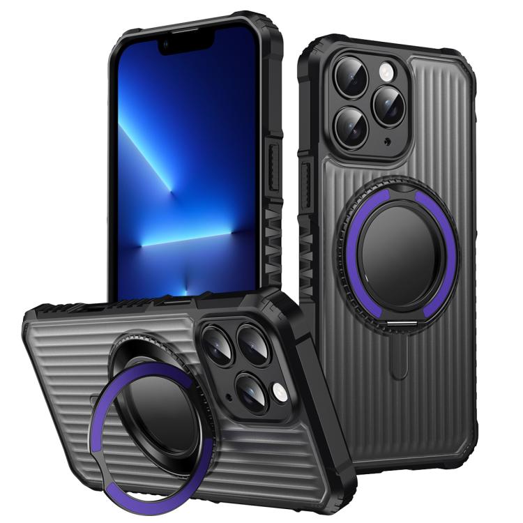 For iPhone 13 Pro Max Skin Sense Rotation Stand Semi-transparent Magsafe Phone Case