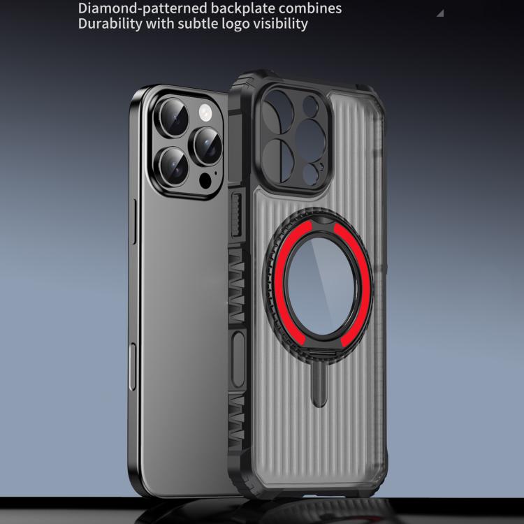 For iPhone 16 Plus Skin Sense Rotation Stand Semi-transparent Magsafe Phone Case