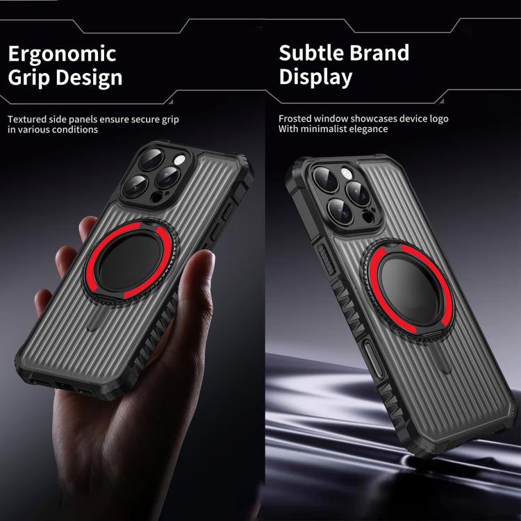 For iPhone 15 Skin Sense Rotation Stand Semi-transparent Magsafe Phone Case