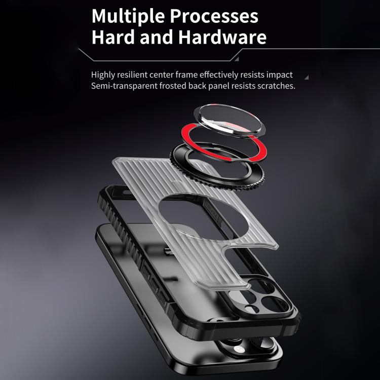 For iPhone 13 Skin Sense Rotation Stand Semi-transparent Magsafe Phone Case