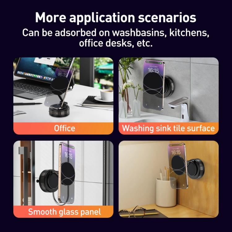CCT30-2F Rotating Vacuum Adsorption Magnetic Car Phone Holder - Black