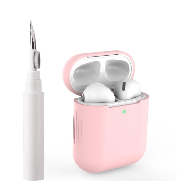 For AirPods 1 / 2 Silicone Buckleless Earphone Protective Case with Cleaning Pen
