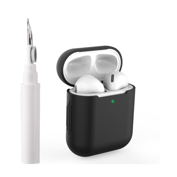 For AirPods 1 / 2 Silicone Buckleless Earphone Protective Case with Cleaning Pen