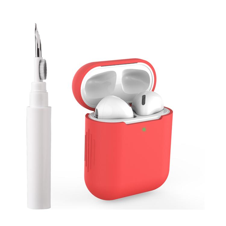For AirPods 1 / 2 Silicone Buckleless Earphone Protective Case with Cleaning Pen
