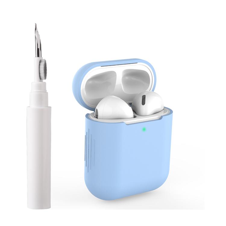 For AirPods 1 / 2 Silicone Buckleless Earphone Protective Case with Cleaning Pen