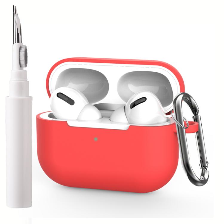 For AirPods Pro Silicone Earphone Protective Cover with Cleaning Pen + Hanging Buckle