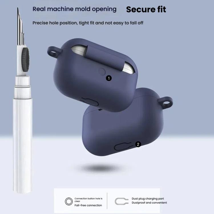 For AirPods Pro Silicone Earphone Protective Cover with Cleaning Pen + Hanging Buckle