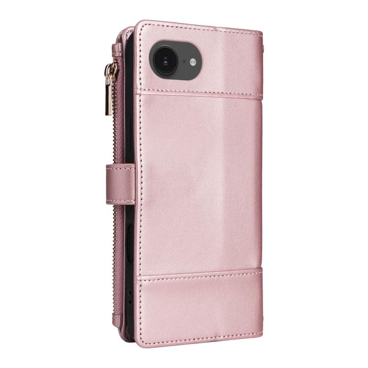 For iPhone 17e / 16e Crossbody Strap RFID Blocking Zipper Wallet Leather Phone Case