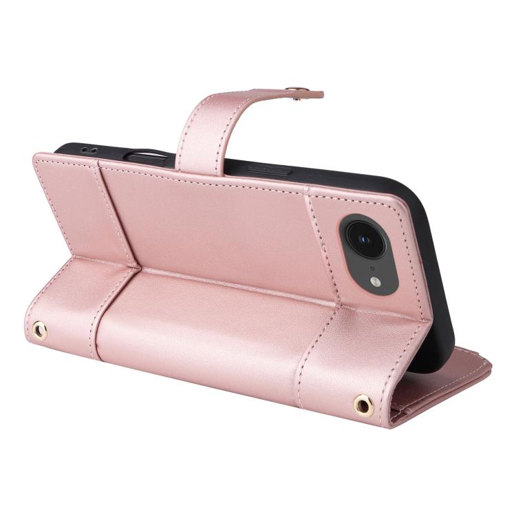 For iPhone 17e / 16e Crossbody Strap RFID Blocking Zipper Wallet Leather Phone Case