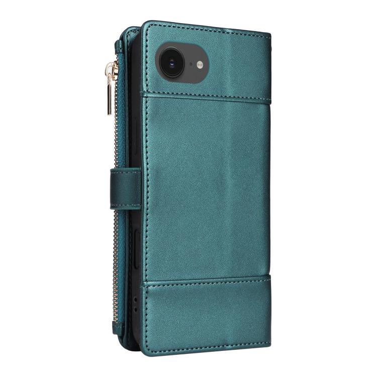 For iPhone 17e / 16e Crossbody Strap RFID Blocking Zipper Wallet Leather Phone Case