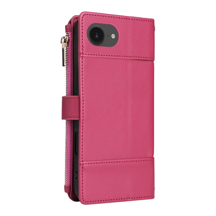For iPhone 17e / 16e Crossbody Strap RFID Blocking Zipper Wallet Leather Phone Case