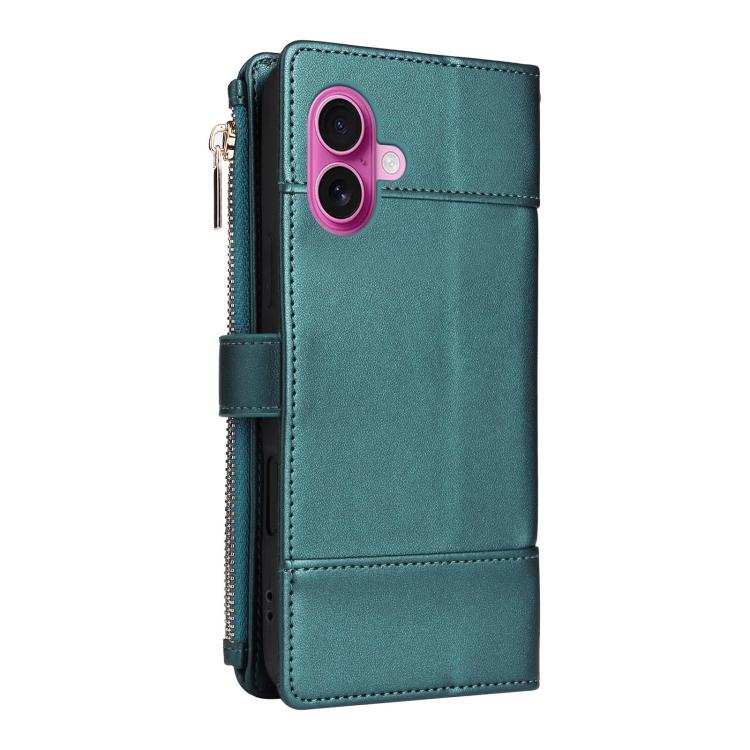 For iPhone 16 Plus Crossbody Strap RFID Blocking Zipper Wallet Leather Phone Case