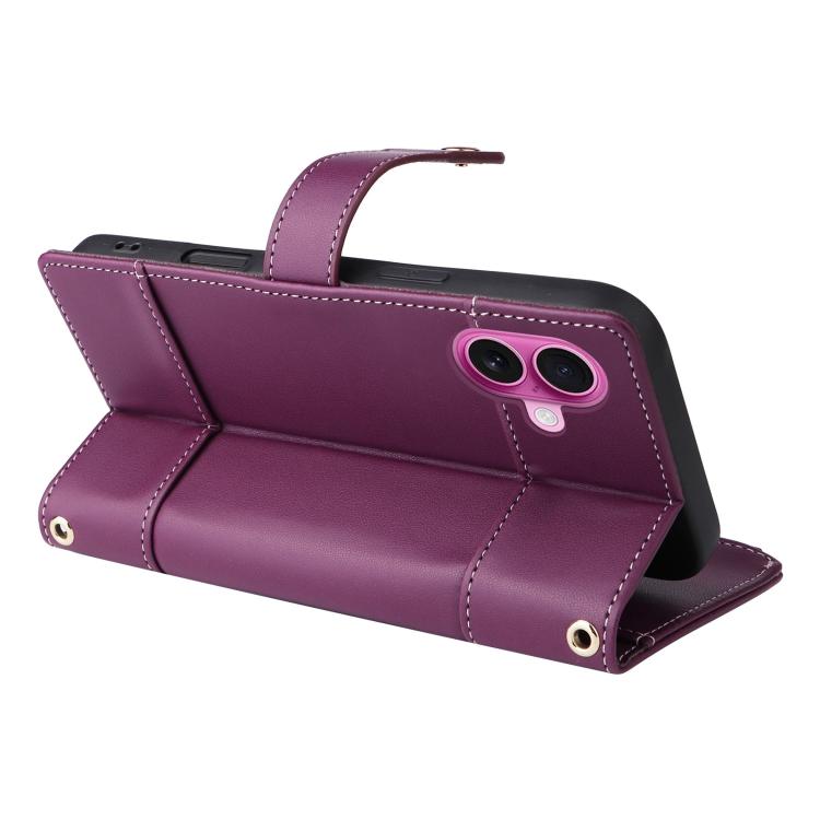 For iPhone 16 Plus Crossbody Strap RFID Blocking Zipper Wallet Leather Phone Case
