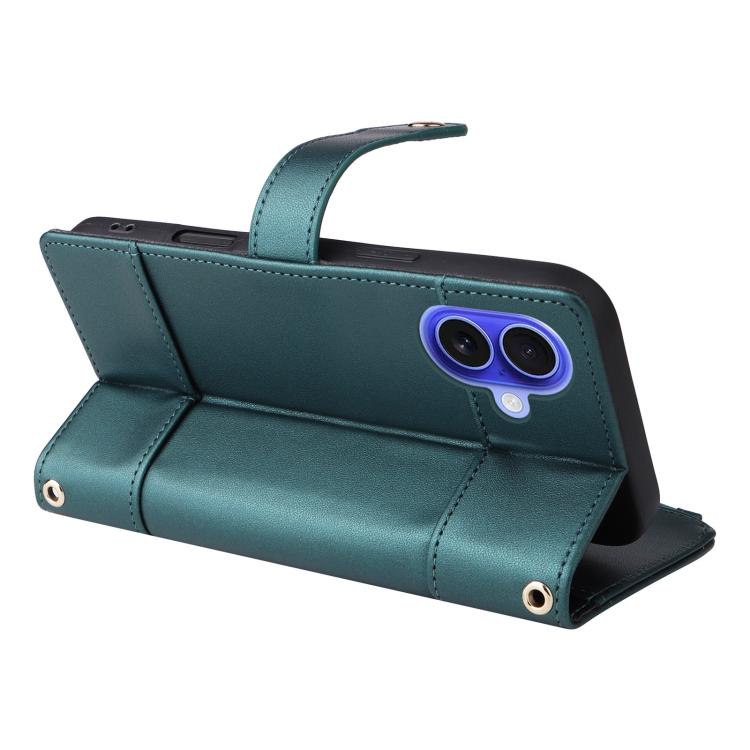 For iPhone 16 Crossbody Strap RFID Blocking Zipper Wallet Leather Phone Case
