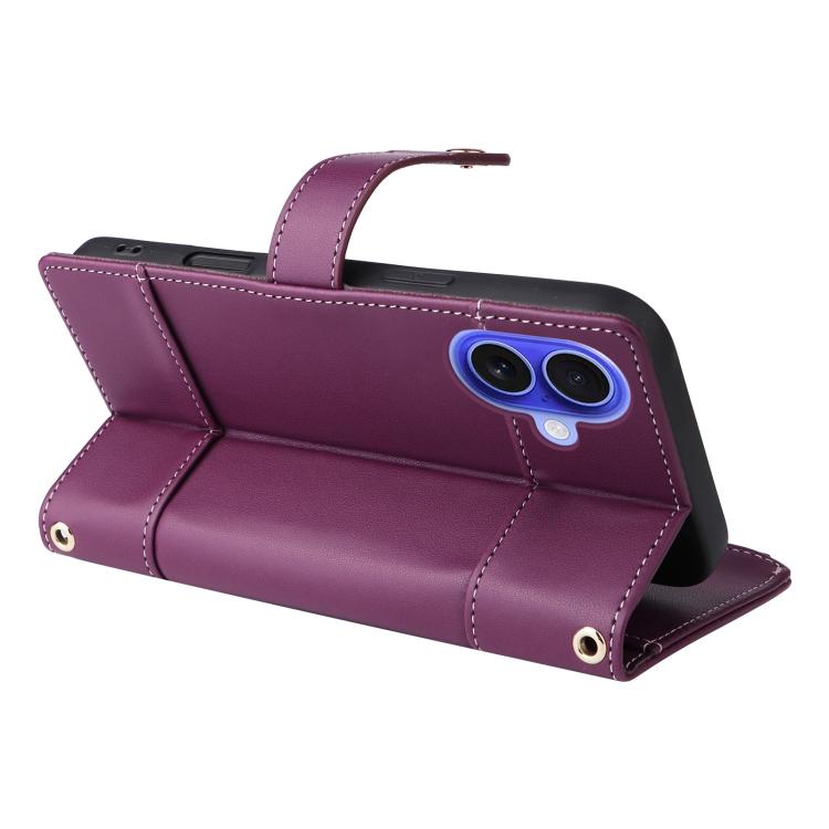 For iPhone 16 Crossbody Strap RFID Blocking Zipper Wallet Leather Phone Case