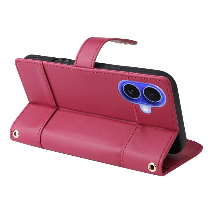 For iPhone 16 Crossbody Strap RFID Blocking Zipper Wallet Leather Phone Case