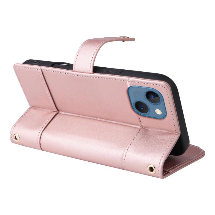 For iPhone 15 Crossbody Strap RFID Blocking Zipper Wallet Leather Phone Case