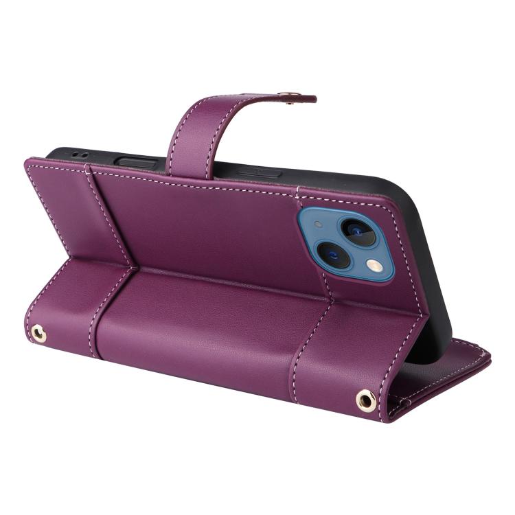 For iPhone 15 Crossbody Strap RFID Blocking Zipper Wallet Leather Phone Case