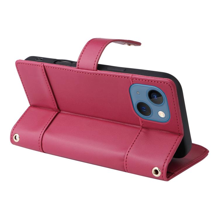 For iPhone 15 Crossbody Strap RFID Blocking Zipper Wallet Leather Phone Case