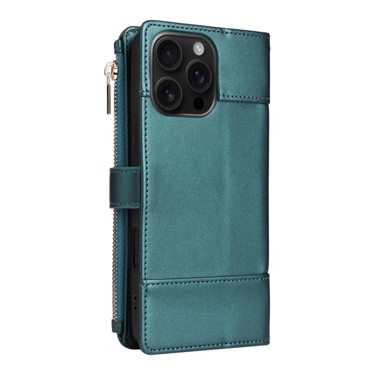 For iPhone 13 Pro Max Crossbody Strap RFID Blocking Zipper Wallet Leather Phone Case