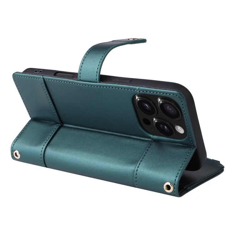 For iPhone 12 / 12 Pro Crossbody Strap RFID Blocking Zipper Wallet Leather Phone Case