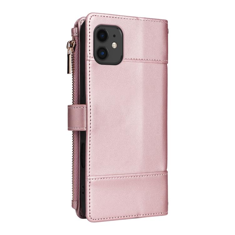 For iPhone 11 Crossbody Strap RFID Blocking Zipper Wallet Leather Phone Case