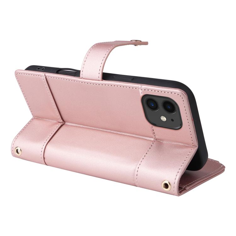 For iPhone 11 Crossbody Strap RFID Blocking Zipper Wallet Leather Phone Case
