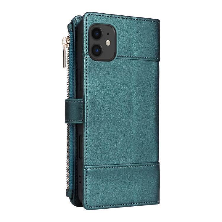 For iPhone 11 Crossbody Strap RFID Blocking Zipper Wallet Leather Phone Case